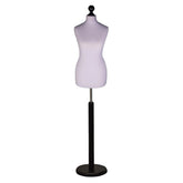 Display Geek Female Dressmakers Dummy Silver Torso with Blackwood Round Base Stand